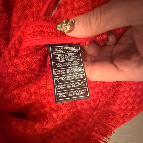 BB Dakota Red Tweed Jacket with Gold Zippers Size Medium - Picture 6 of 9